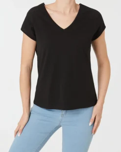 T-Shirt mit Lochmuster Janina, V-Ausschnitt-KiK Onlineshop Discount