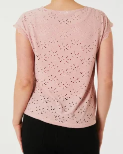 T-Shirt mit Lochmuster Janina, Spitzendetails-KiK Onlineshop Best
