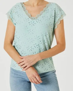 T-Shirt mit Lochmuster Janina, Spitzendetails-KiK Onlineshop Discount