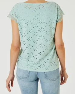 T-Shirt mit Lochmuster Janina, Spitzendetails-KiK Onlineshop Discount