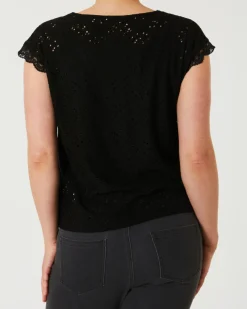 T-Shirt mit Lochmuster Janina, Spitzendetails-KiK Onlineshop Clearance