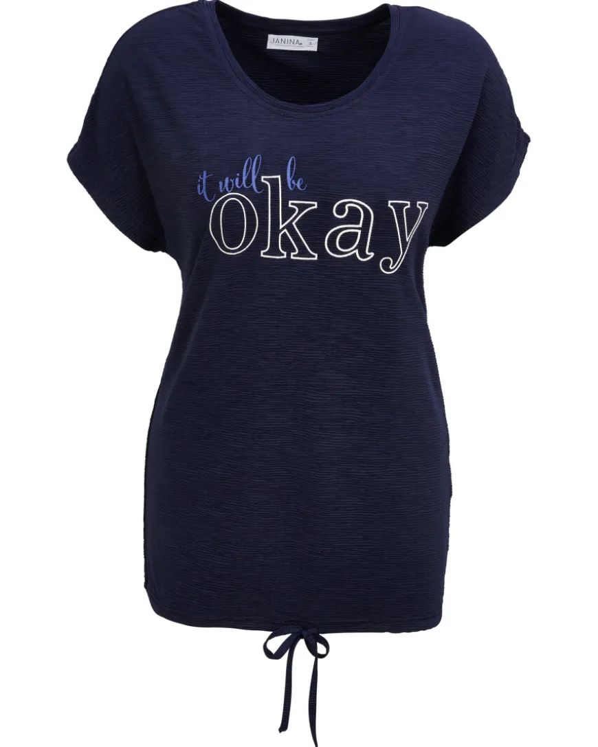 T-Shirt mit Schriftzug Janina, Tunnelzug am Saum-KiK Onlineshop Best Sale