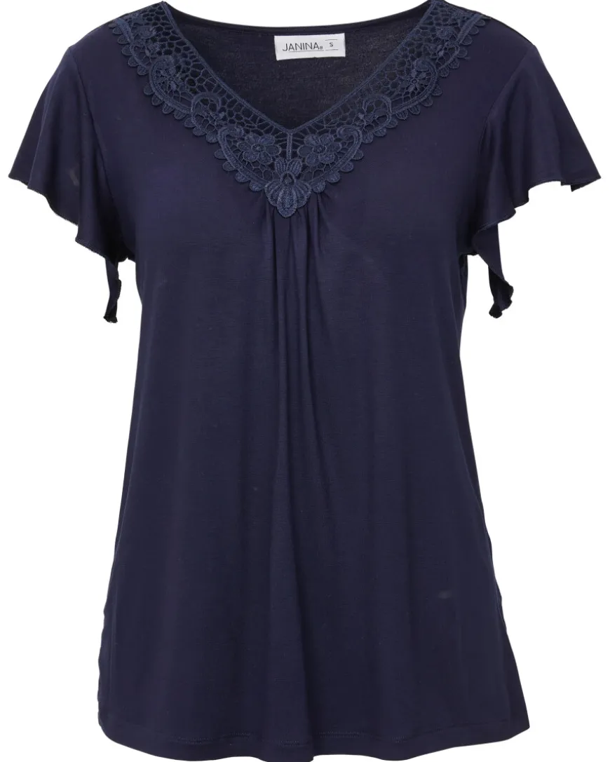 T-Shirt mit Spitzenausschnitt Janina, Stretchanteil-KiK Onlineshop Discount
