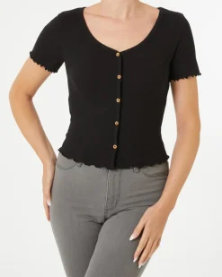 T-Shirt mit Wellenkanten Janina, V-Ausschnitt-KiK Onlineshop Shop